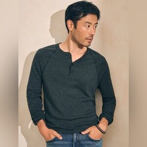 Faherty Long-Sleeve Newport Cloud Henley - Charcoal Heather